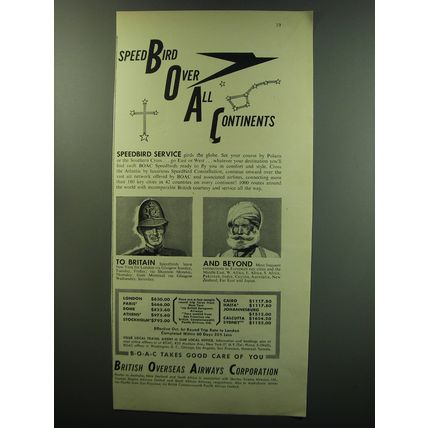 1949 BOAC British Overseas Airways Ad - SpeedBird Over All Continents