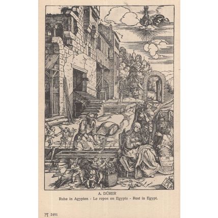Durer Rest In Egypt Le Repos En Egypte Antique Painting Postcard