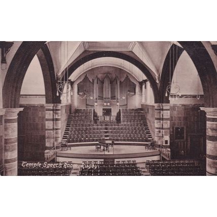 Rugby Warks Temple Speech Room Real Photo Old Postcard
