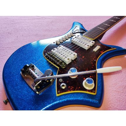 Rare, 1963, Vintage Eko 700 4V-4 Electric, Blue Sparkle Guitar - Excellent Cond