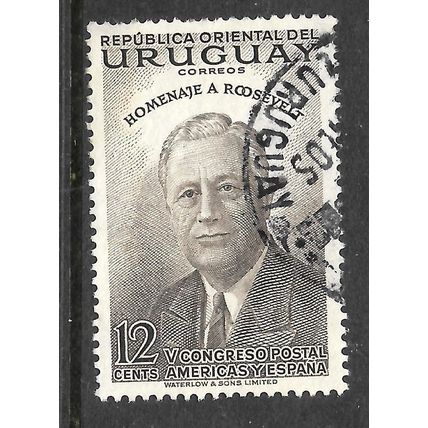 URUGUAY 1953 FRANKLIN D ROOSEVELT 12c BROWNISH GREY SG 1027 FINE USED