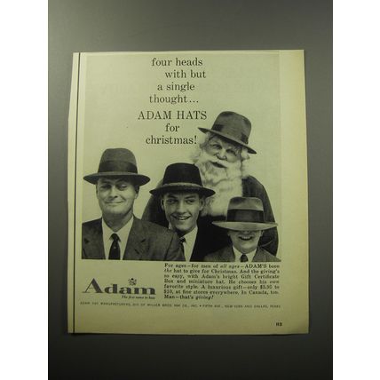 1957 Adam Hats Ad - Four heads with but a single thought