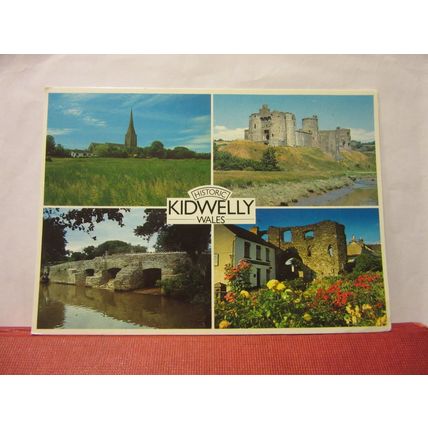 multiview, KIDWELLY, CARMARTHENSHIRE, WALES used postcard colourmaster 1988 pm =