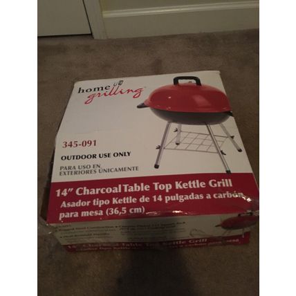 Home Grilling 14" Red Black Mini Portable Table Top Charcoal Grill Outdoor