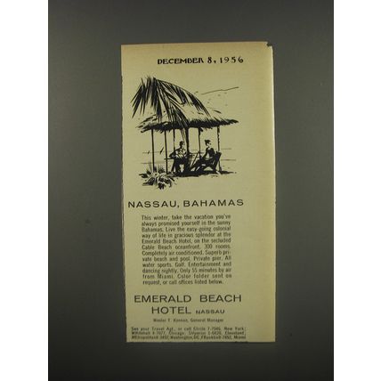 1956 Emerald Beach Hotel Advertisement - Nassau, Bahamas