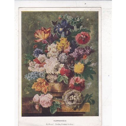 Paul Theodore van Brussel Flowerpiece postcard used VGC