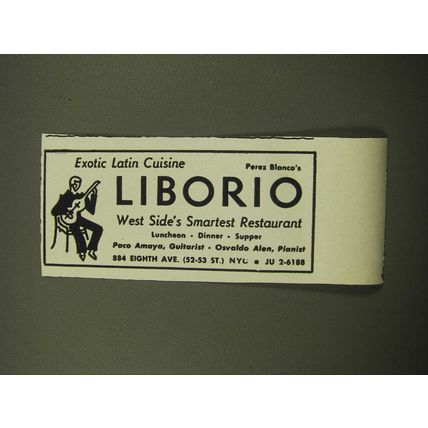 1959 Liborio Restaurant Ad - Exotic Latin Cuisine