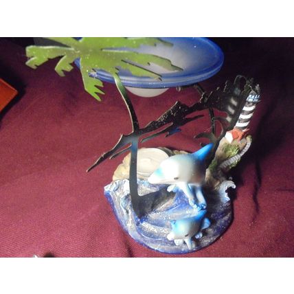 DOLPHIN w/ CALF CANDLE HOLDER & WARMER Resin Statue! $12.00 obo!