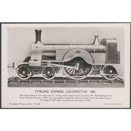 1887 Stirling Express Locomotive, c.1920s - Science Museum RP Postcard