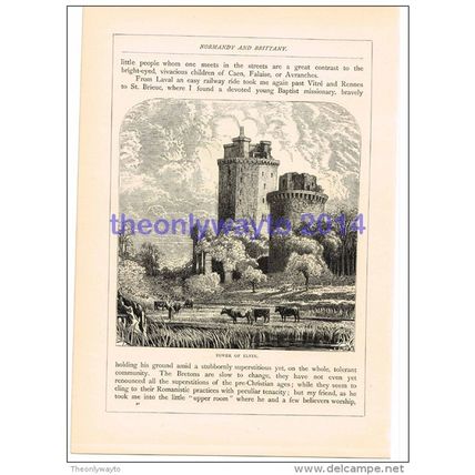 TOWER OF ELVIN, FRANCE, BOOK ILLUSTRATION, 1880