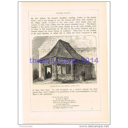 CHURCH PORCH, BOSC-BORDEL, LOWER SEINE, FRANCE, BOOK ILLUSTRATION, 1880