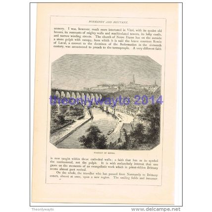 VIADUCT OF DINAN, FRANCE, BOOK ILLUSTRATION, 1880