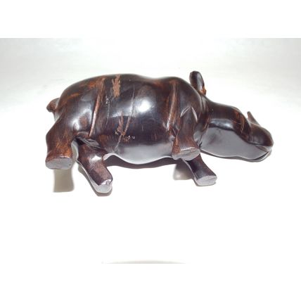 6" Carved Wood Rhino Ironwood Quality Vintage Hand Carved Solid Hard Wood