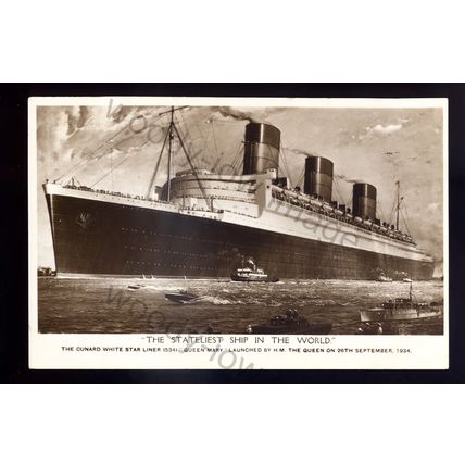 LS2711 - Cunard White Star Liner - Queen Mary - built 1936 - postcard