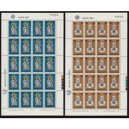 Cyprus St Barnabas Zeno Europa Personalities 2 Sheets 1980 MNH SG#540-541