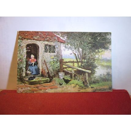A QUIET CORNER by S. Heverman unused postcard by Tuck. 'Oilette' art =