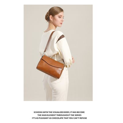 Genuine Leather Women Shoulder Bag Brown