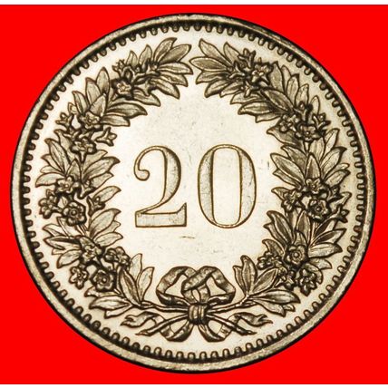Ⰶ LIBERTY (1879-2025): SWITZERLAND★20 RAPPEN 1975 DIES I+A★LOW START★NO RESERVE