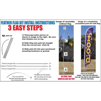 Auto Repair Shop Promotional Package of Four Feather Flag Kits Set, Comes with F