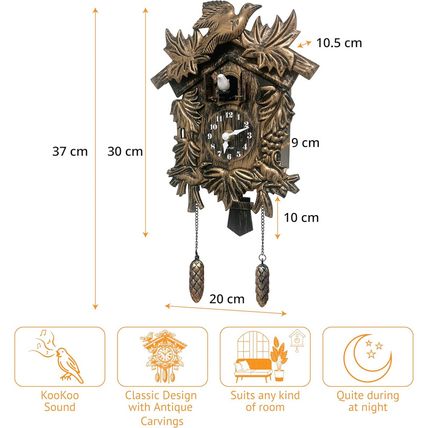 Chiming Cookoo Clock Brown Vintage Bird Flapping Cuckoo Clocks Volume Adjustable