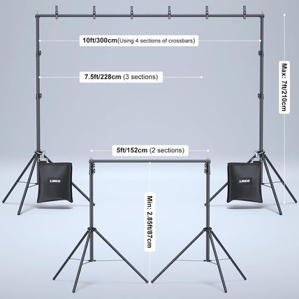LINCO Backdrop Stand for Parties Kit 10X7 Ft Adjustable Back Drop Photography St