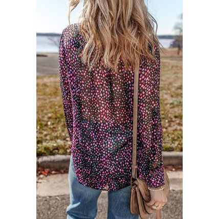 Grape Wine Polka Dot Printed Buttoned Casual Shirt