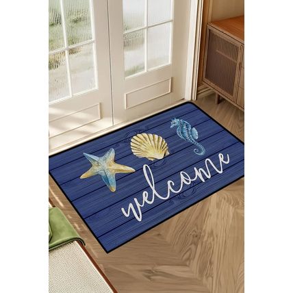 Bluing Welcome Beach Theme Pattern Non Slip Door Mat