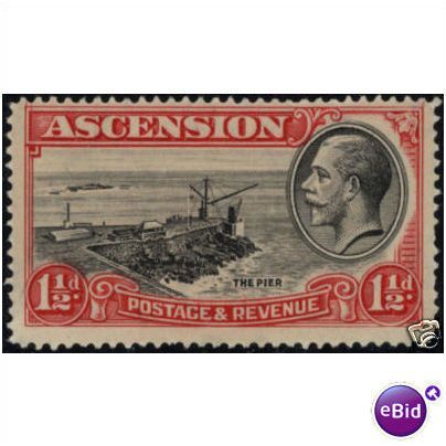 Ascension KGV 1934 1½d Black & Scarlet Mounted Mint MM SG 23 Sc 25