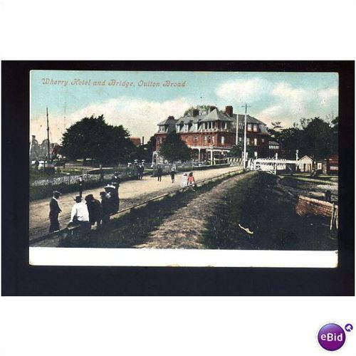 Suffolk OULTON BROAD Wherry Hotel Postcard by Dent