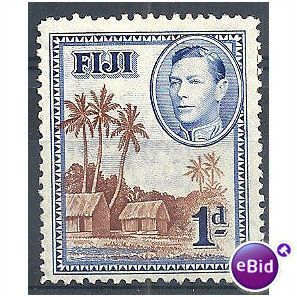 Fiji 1938 SG250 1d Brown & Blue Mounted Mint .