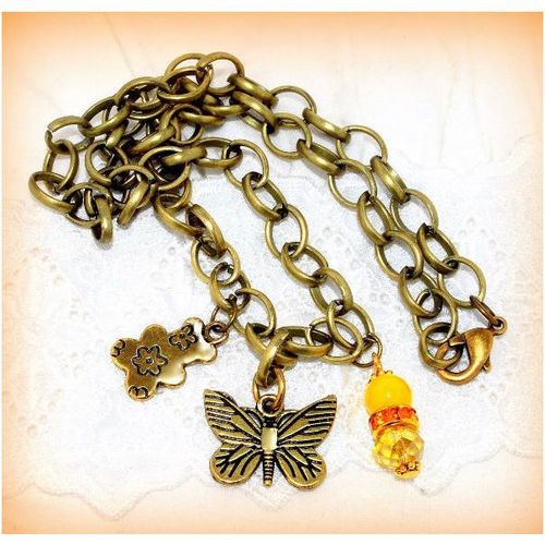 Sale Crystal Butterfly Bear Charm Bronze Necklace Pendant Jewellery 1086