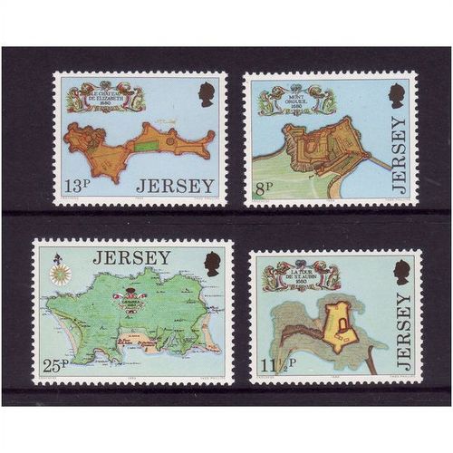 JERSEY 1980 FORTRESSES SG 222 / 225 SET 4 VALS U/M MINT