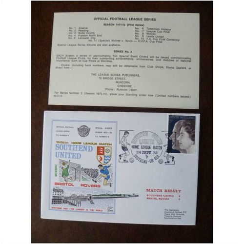 1972 Southend United v Bristol Rovers Dawn Football Cover No 6 Pier 1000th Match