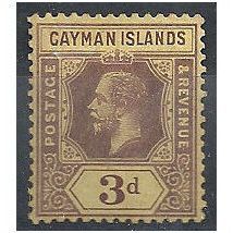 Cayman Islands 1920 SG45e 3d Purple/Pale Yellow Mounted Mint . .