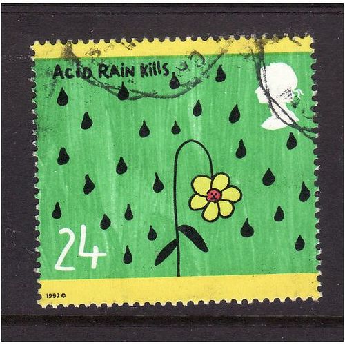 GREAT BRITAIN 1992 24p CHILDRENS PAINTING ACID RAIN KILLS SG 1629 FINE USED