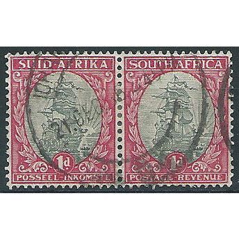 South Africa 1930 SG43 1d Black & Carmine Fine Used PAIR .. .