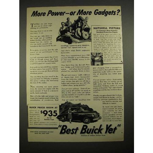 1941 Buick Car Ad - More Power or More Gadgets?