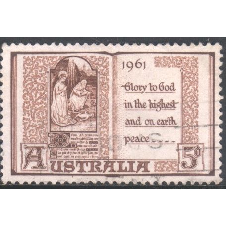 Australia 1961 - SG341 - 5d brown - Christmas - Open Prayer Book & Text - used