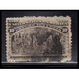 Used 237 10c Columbus Presenting Natives Fine K1196