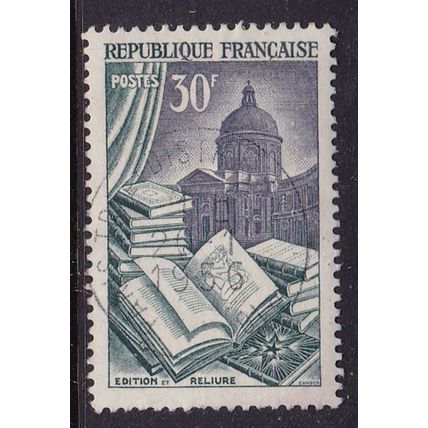 FRANCE 1953 LITERACY FIGURE & NATIONAL INDUSTRIES 30f RARE BOOKS USED SG1167a #2
