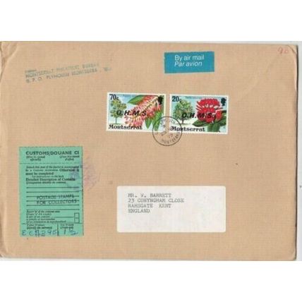 Montserrat 1979 Plymouth-Ramsgate UK OHMS Cover Plymouth cancel typed VGC