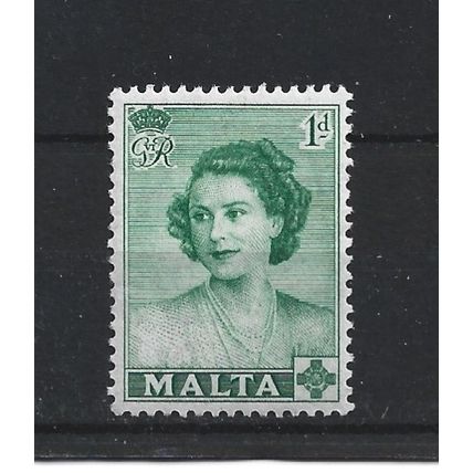 Malta.SG255 1d Queen Elizabeth when Princess (Green).Mounted Mint.Apr25c