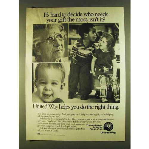 1980 United Way Ad - It's Hard to Decide Who Needs