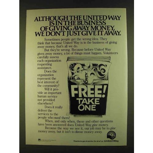 1980 United Way Ad - Business of Giving Away Money