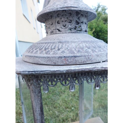 Laterne shabby,franz.Landhaus, H:53cm 6-eckig, Windlicht Gartendeko, antikfinish