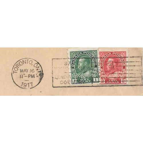 Canada Admiral Flag Slogan 1913 Toronto "Save Your Money..." Coil Stamps