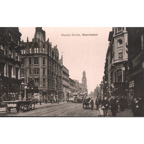 Unused Antique Valentine's Postcard, Market Street, Manchester, Lancashire