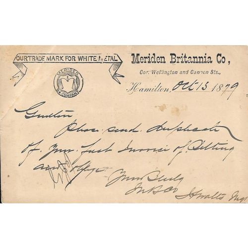 Hamilton ONT , split ring cancel Illustrated, 1879, on #P2 Postal Card