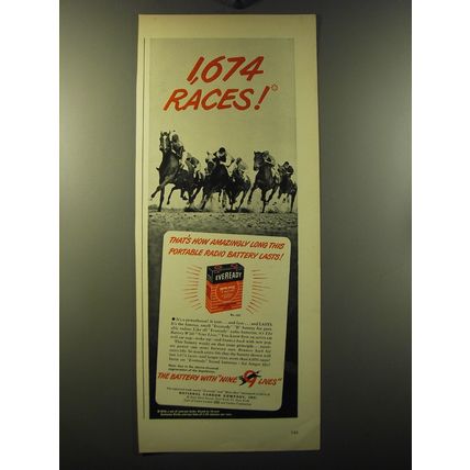 1949 Eveready Batteries Ad - 1,674 Races