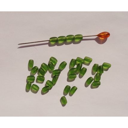 35 Olive Green Glass Rice Beads 6mmx3mm Crafting Crazy Quilts bd072